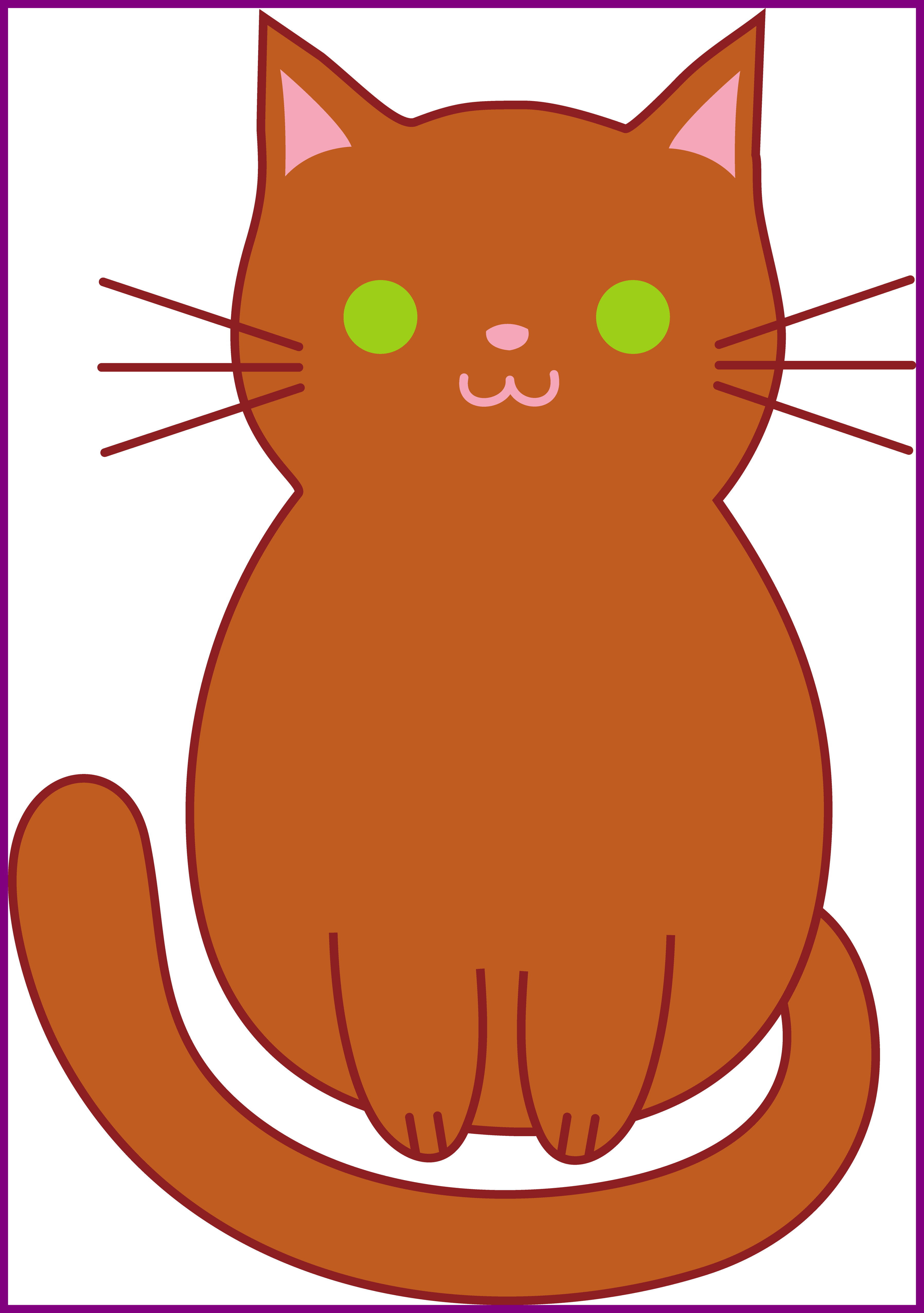 Shocking Cute Brown Cat Clip Art Picture Of Drawing - Cute Cat Clip Art (3590x5101)