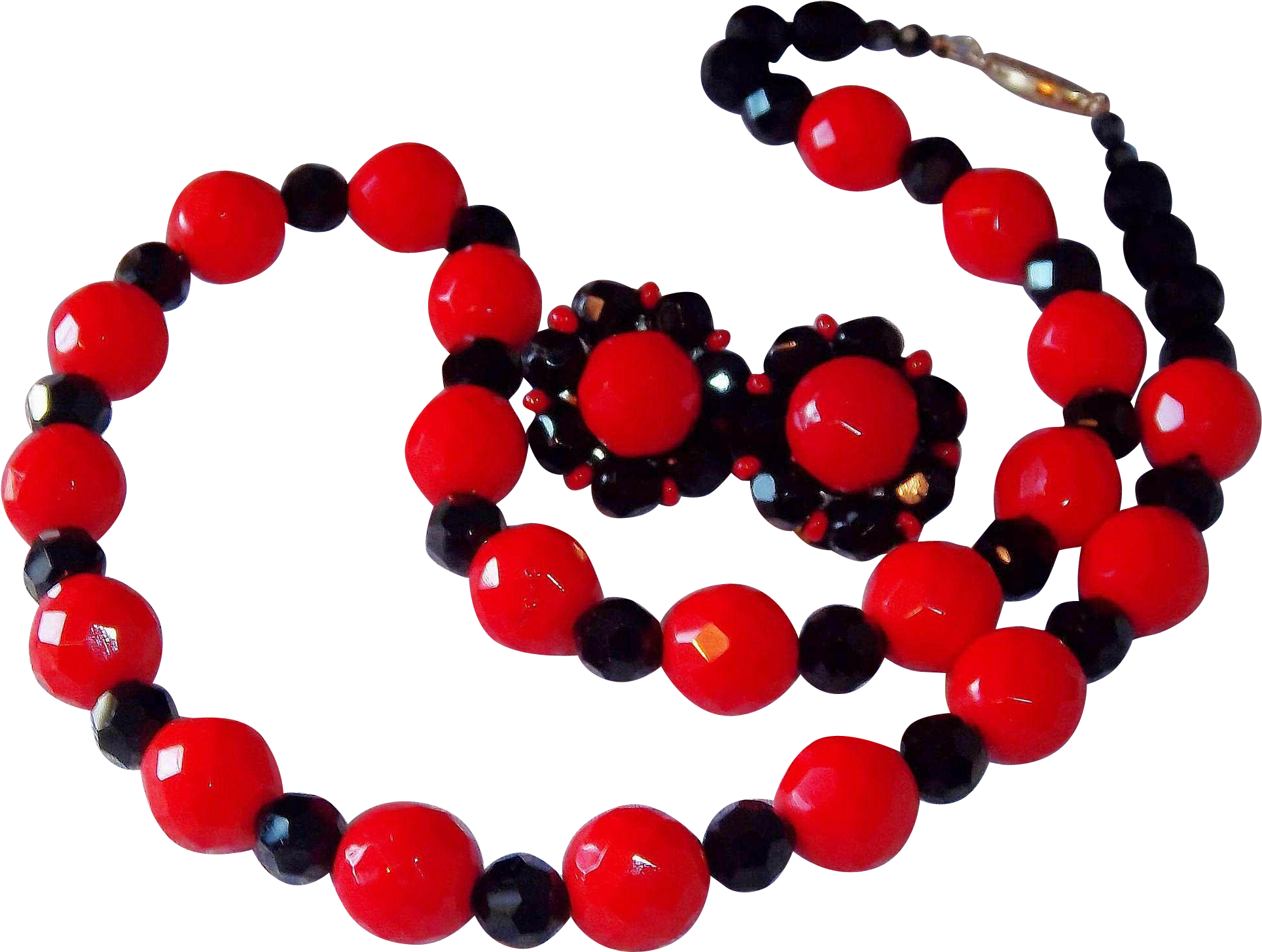 Classic Red & Black Faceted Glass Beaded Necklace & - Bead (1927x1927)