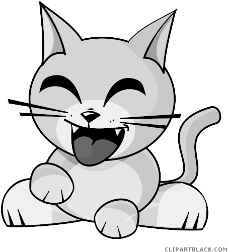 Cute Cat Animal Free Black White Clipart Images Clipartblack - Cat Clipart Png (480x529)