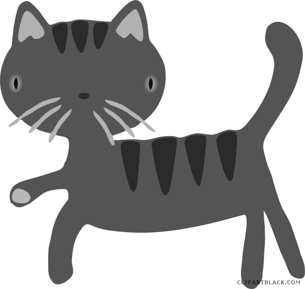 Cute Cat Animal Free Black White Clipart Images Clipartblack - Mewow Sticker (600x569)