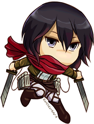 Lovely Attack On Titan Wallpaper Levi Mikasa Chibi - Mikasa Ackerman (372x437)
