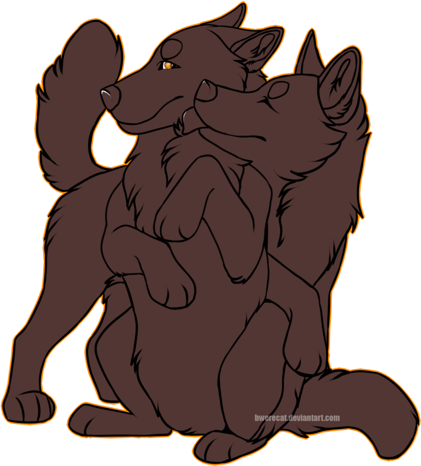 Chibi Wolf Couple Base By Houndssnack - Chibi Wolf Couple Base (851x939)