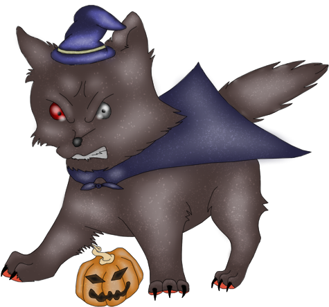 Halloween Chibi Wolf By Malsiberia - Cartoon (500x469)