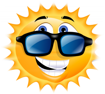 - Usměvavé Sluníčko - Cartoon Sun With Sunglasses (399x356)