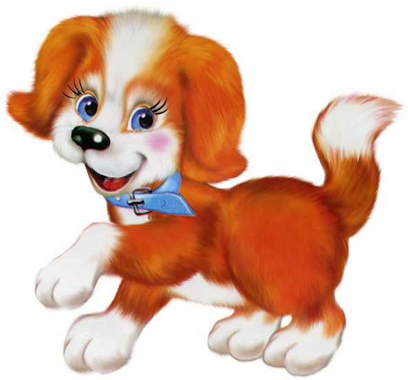Orange Cute Puppy Cartoon Clipart - Собака Клипарт (600x564)