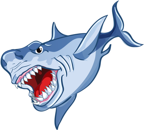 Set Of Scary Sharks In Cartoon Style 2 - Shark Clipart Scary (500x423)