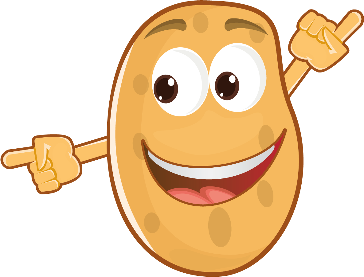Mascot Cartoon Characters - Cartoon Image Of Baked Potato (2000x1413)