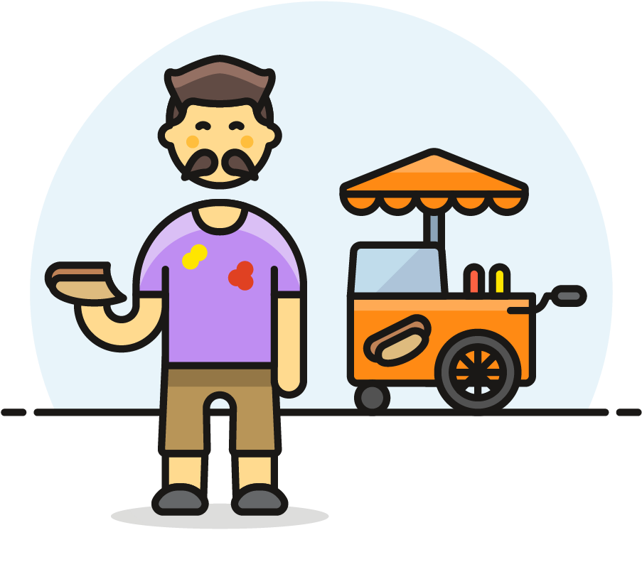 41 Hotdog Food Cart Male Asian - Cartoon (1025x1148)