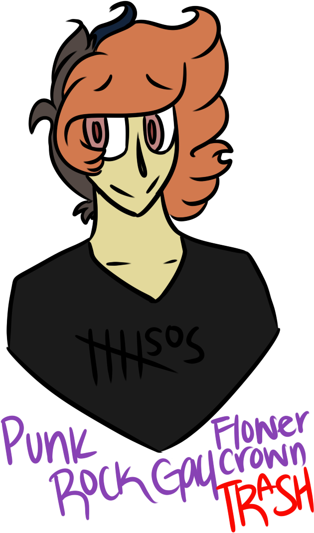 Punk Rock Gay Flower Crown Trash By Sketchinglosty - Cartoon (671x1104)