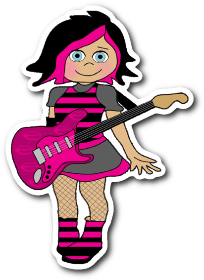 Pink Punk Rock Girl Vinyl Die Cut Sticker - Pink Punk Rock Girl Vinyl Die Cut Sticker (600x600)