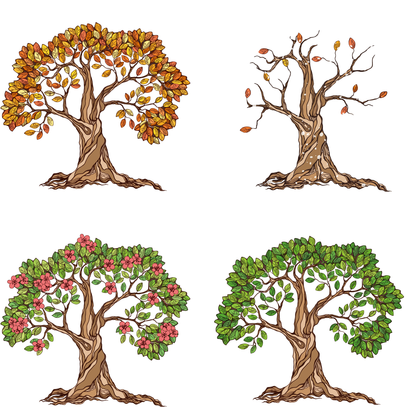 Tree Season Autumn Illustration - Wall Tapestry Wall Hanging Artistic Tree Beach Throw (1500x1500)