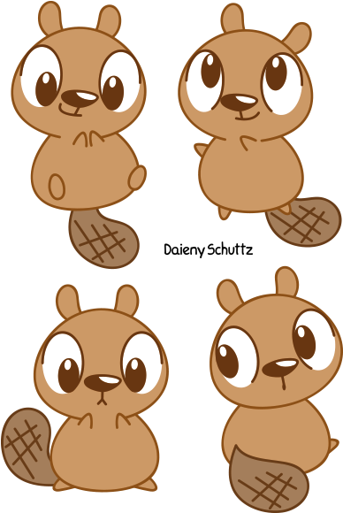 Cute Beaver By Daieny - Easy Cute Beaver Drawing (500x600)
