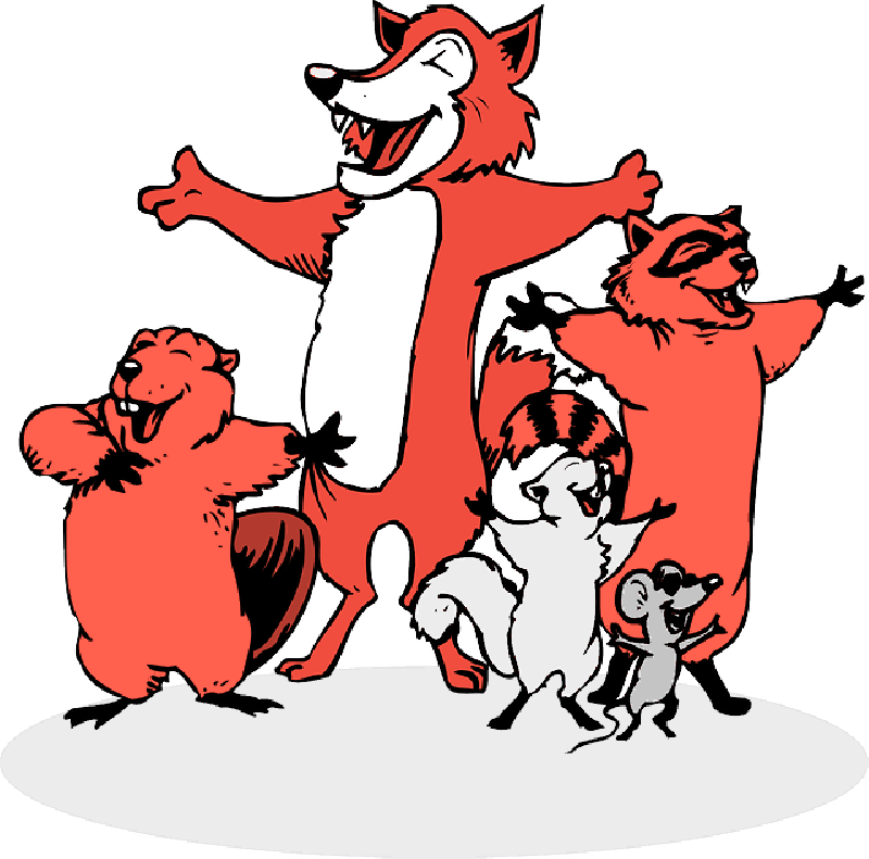 Animals, Mouse, Singing, Cartoon, Beaver, Fox, Squirrel - Clip Art (800x791)