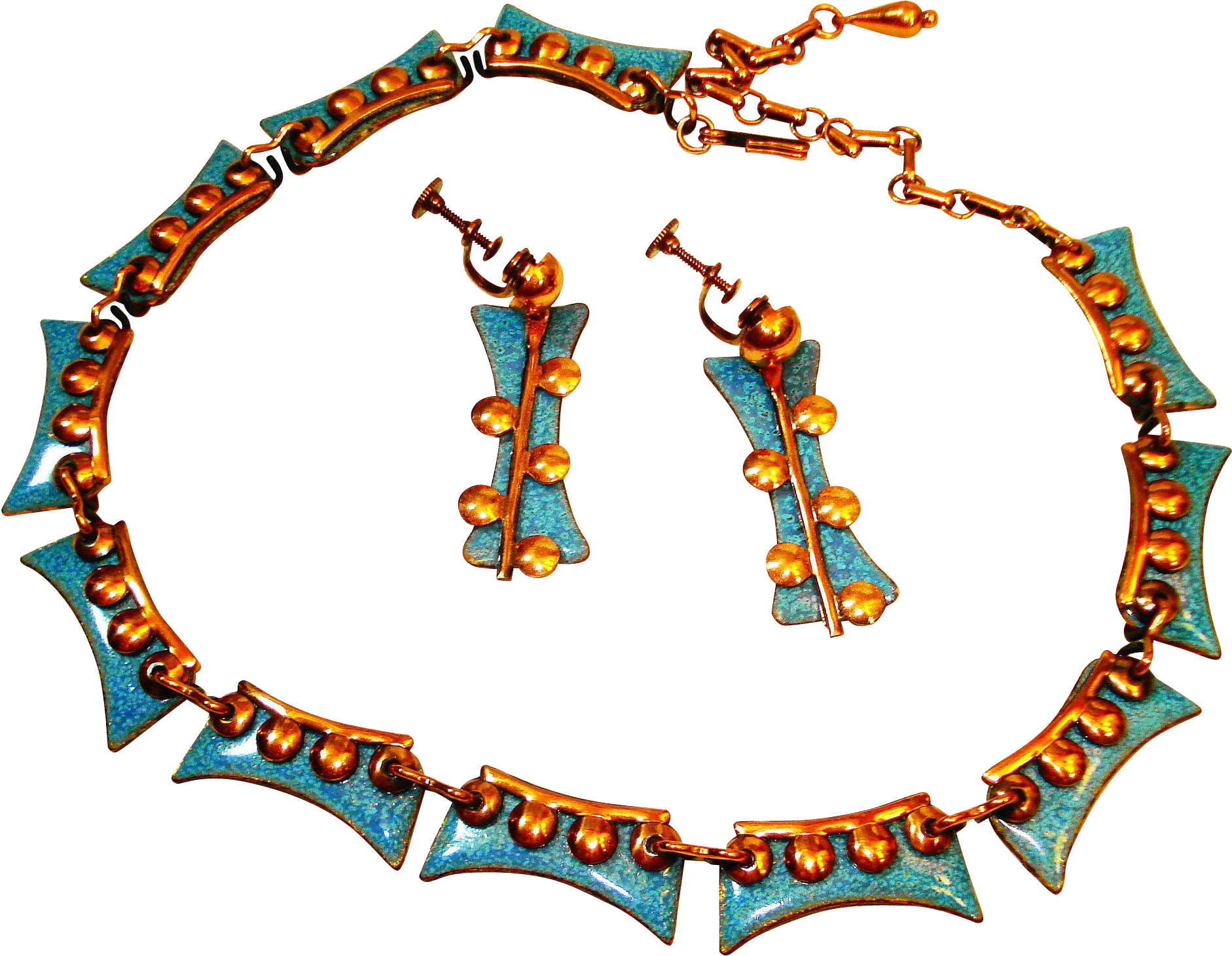 Atomic Age Copper Enamel Mid Century Eames Necklace - Atomic Age Copper Enamel Mid Century Eames Necklace (1881x1881)