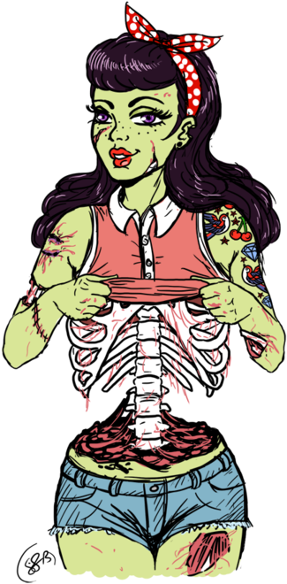 Rockabilly Zombie Girl - Pin Up Girl Zombie (400x709)