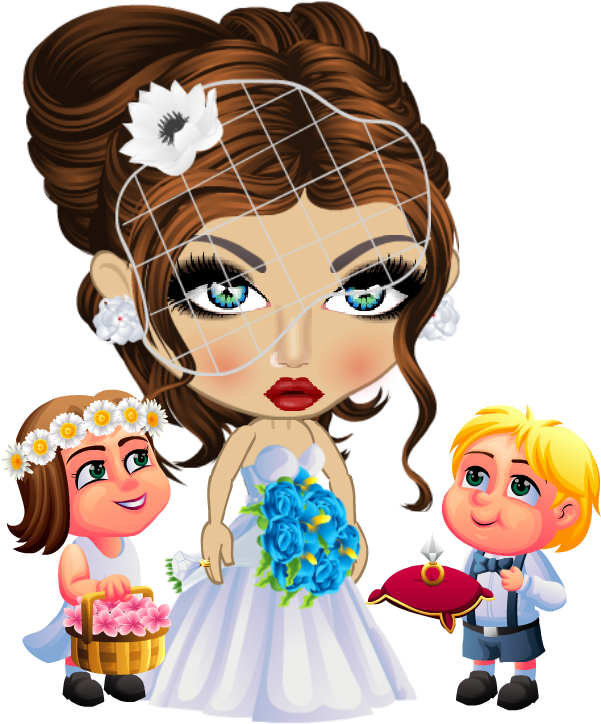 White Wedding Dress Sw2017, Flower Girl & Ring Boy - Doll (600x800)