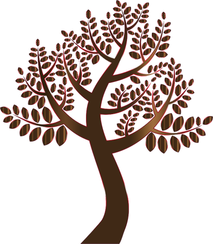 Tree Drawing - Tree With Colorful Leaves (436x500)