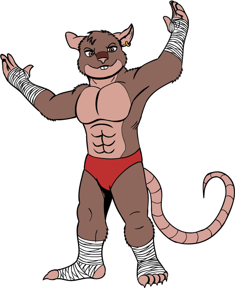 Cute Wrasslin Rat - Cartoon (839x1000)