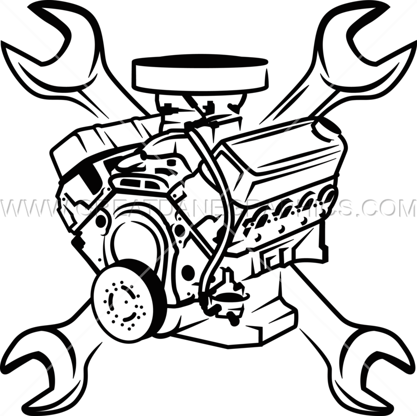 Engine Block & Wrenches - Engine Block Clipart (825x824)