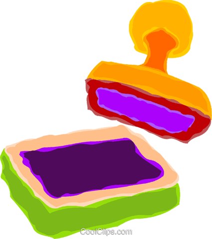 Ink Pad And Stamp Royalty Free Vector Clip Art Illustration - Stamp And Ink Pad Clipart (425x480)