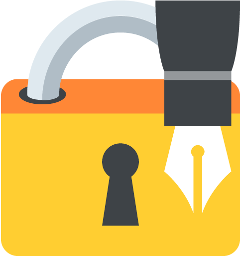 Lock With Ink Pen - Pen (512x512)