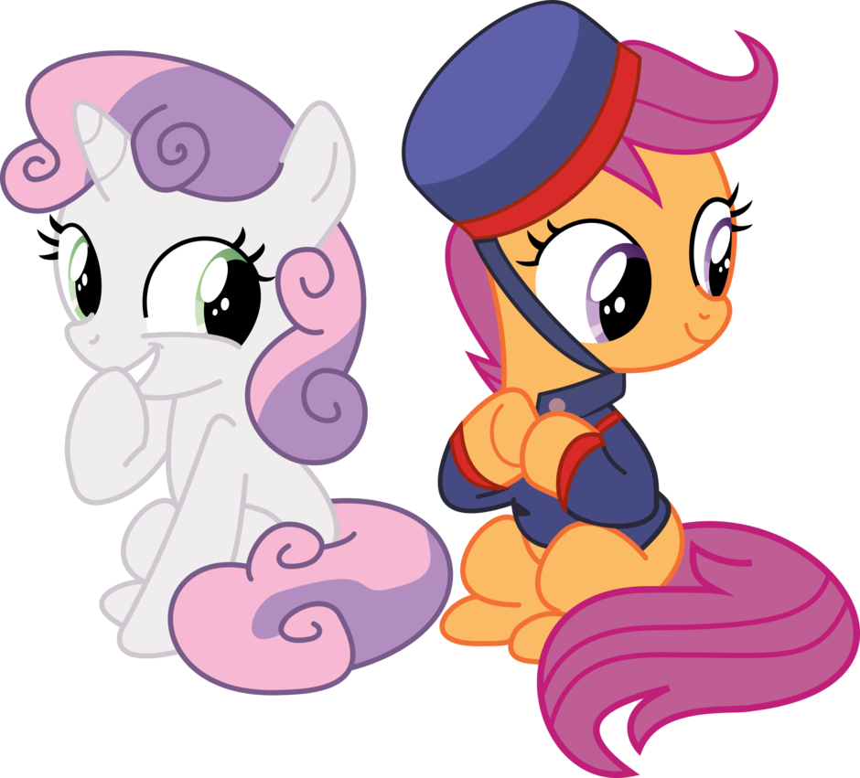 Scoots And Sweetie Peeking Around Corner Vector By - Cartoon (940x851)