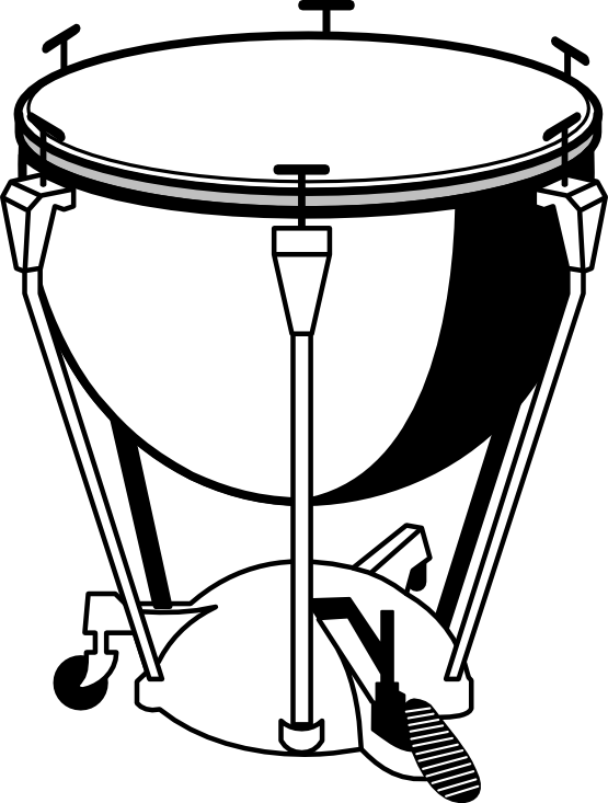Favor Timpanni Black White Clipartist - Percussion Instruments (555x733)