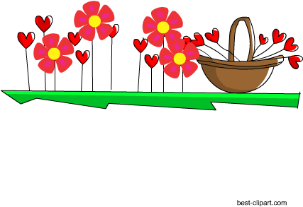 Spring Garden With Beautiful Red Flowers Clipart - Clip Art (450x450)