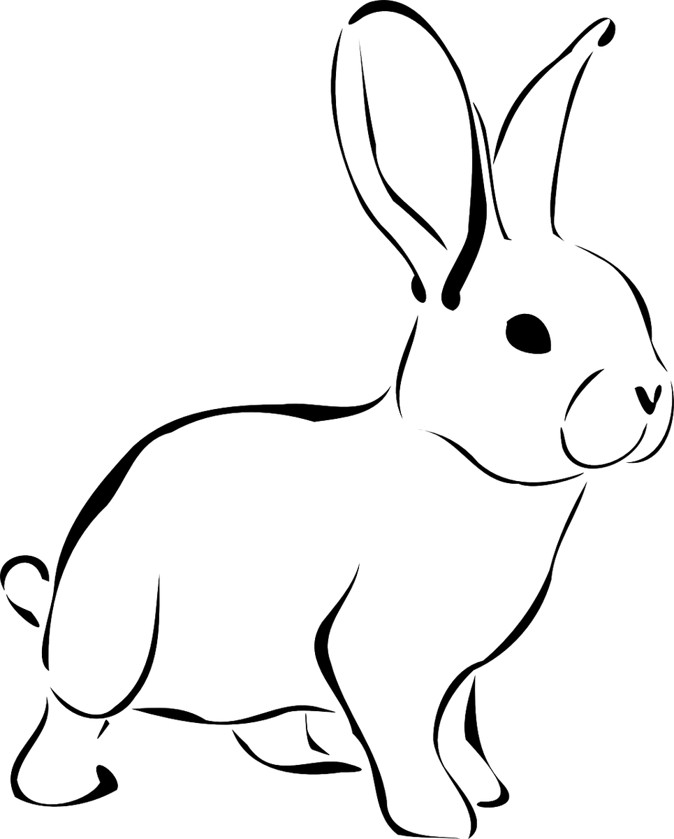 Easter Bunny Rabbit Clip Art - Rabbit Clipart Black And White (965x1200)