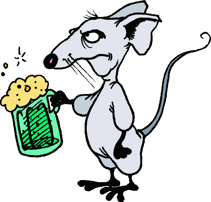 Sick Man Cartoon - Rat Holding A Beer (708x681)