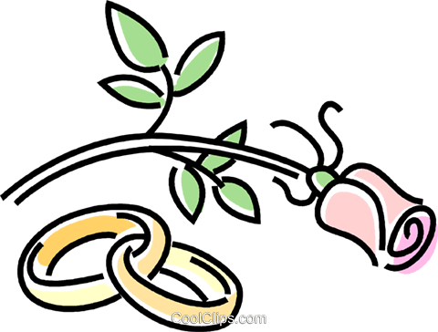 Wedding Rings With A Rose Royalty Free Vector Clip - Free Clip Art Weddings (480x364)