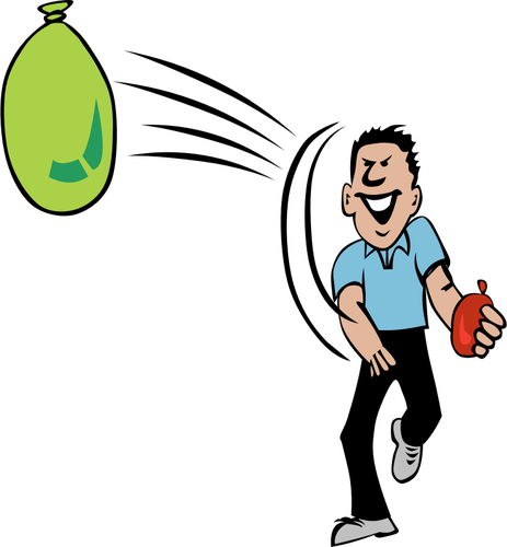 Vector Clip Art Of Water Balloon Fight - Water Balloon Clip Art (463x500)