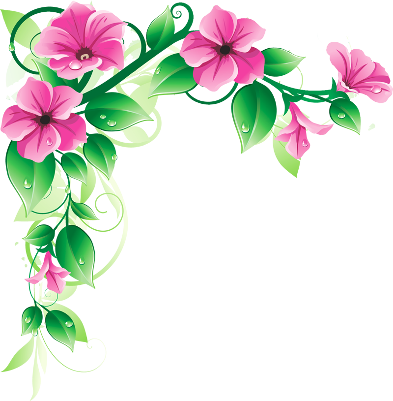 Purple Flowers Border - Corner Flower Designs Png (800x815)
