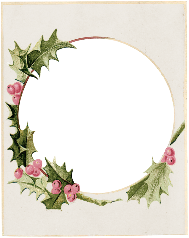Scrapbooks, Journal Ideas, Bullet Journal, Christmas - Christmas Card Holly Frame (unknown Artist) Poster (637x800)