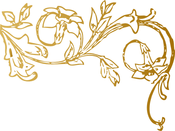 Golden Floral Design Png (600x450)