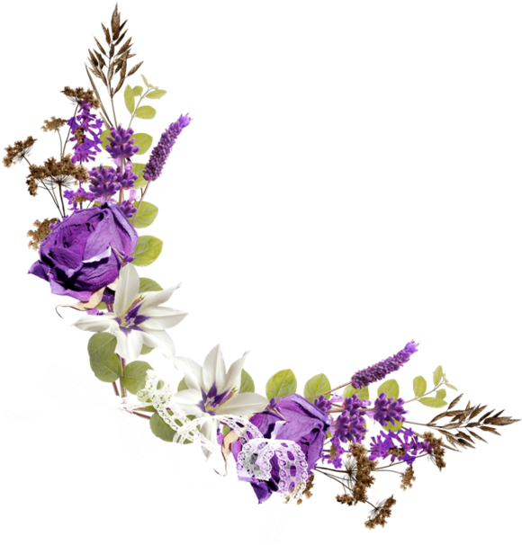 Purple Flower Corner Png (600x626)