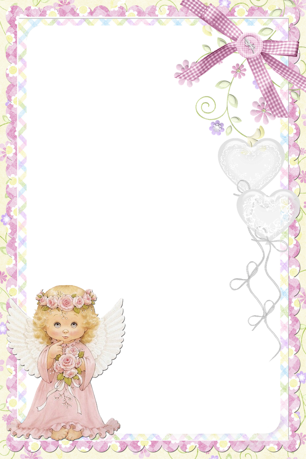 Cute Soft Pink Png Frame With Angel - Cute Angels (1067x1600)