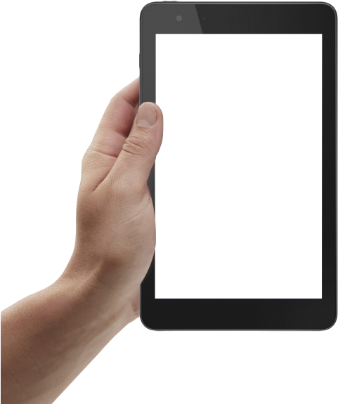 Tablet Transparent Png - Hand Holding Tablet Png (500x591)