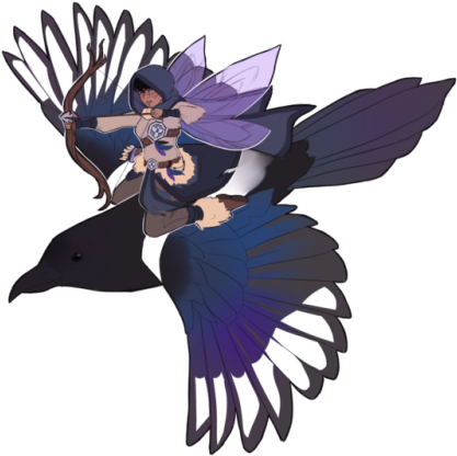 Pixie Ranger Riding A Magpie Because Why The Hell Not - Ranger Pixie (500x445)
