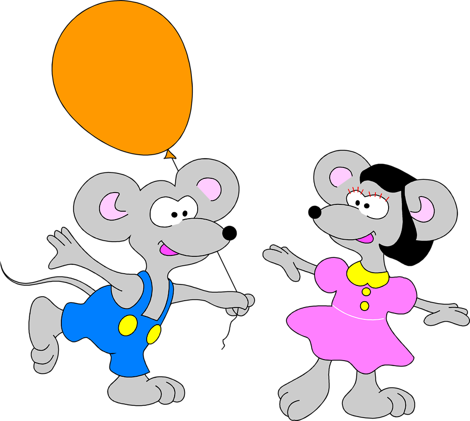 Illustration Of Dancing Mice With An Orange Balloon - Cuento La Ratita Presumida (958x857)