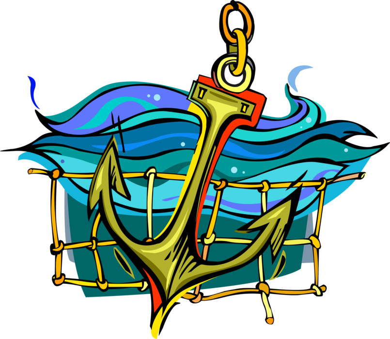Vector Illustration Of Ship's Anchor Prevents Water-borne - Vector Illustration Of Ship's Anchor Prevents Water-borne (805x700)