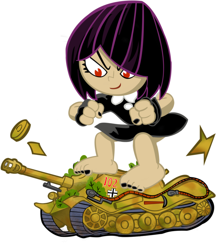 Zoe Crushing A Tank By Waffengrunt - Cartoon (730x1095)