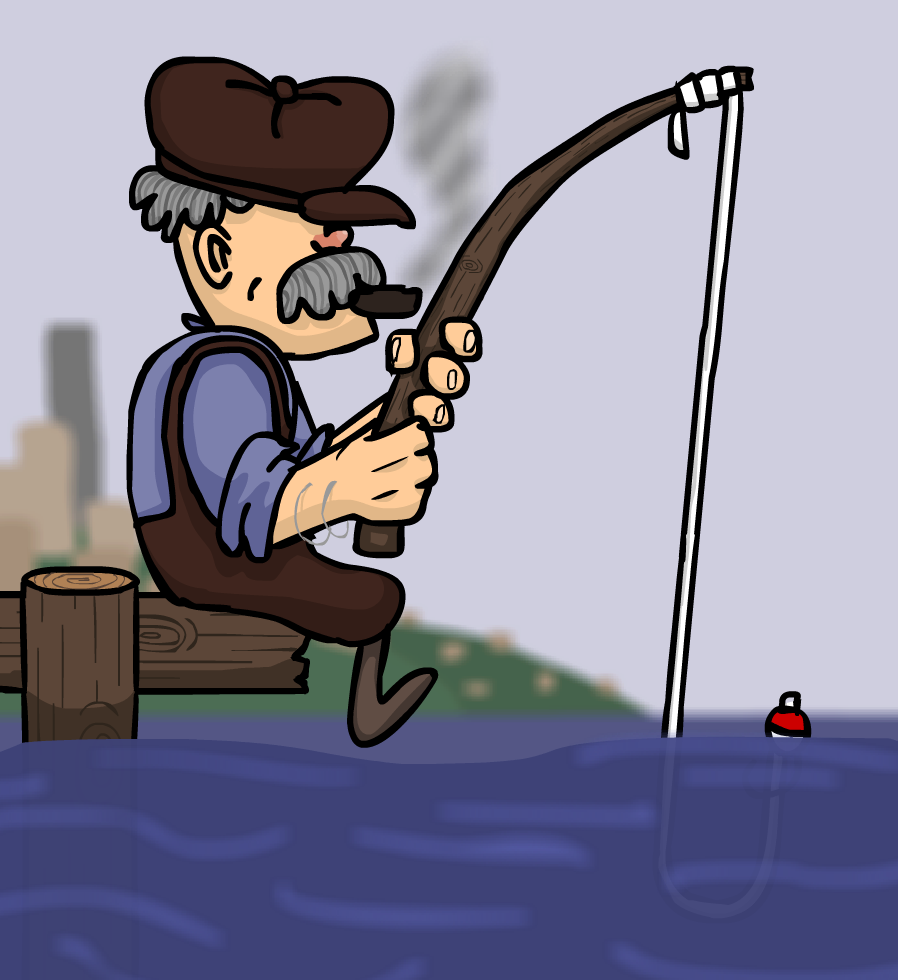 Ol' Sam The Fisherman - Cartoon (898x980)