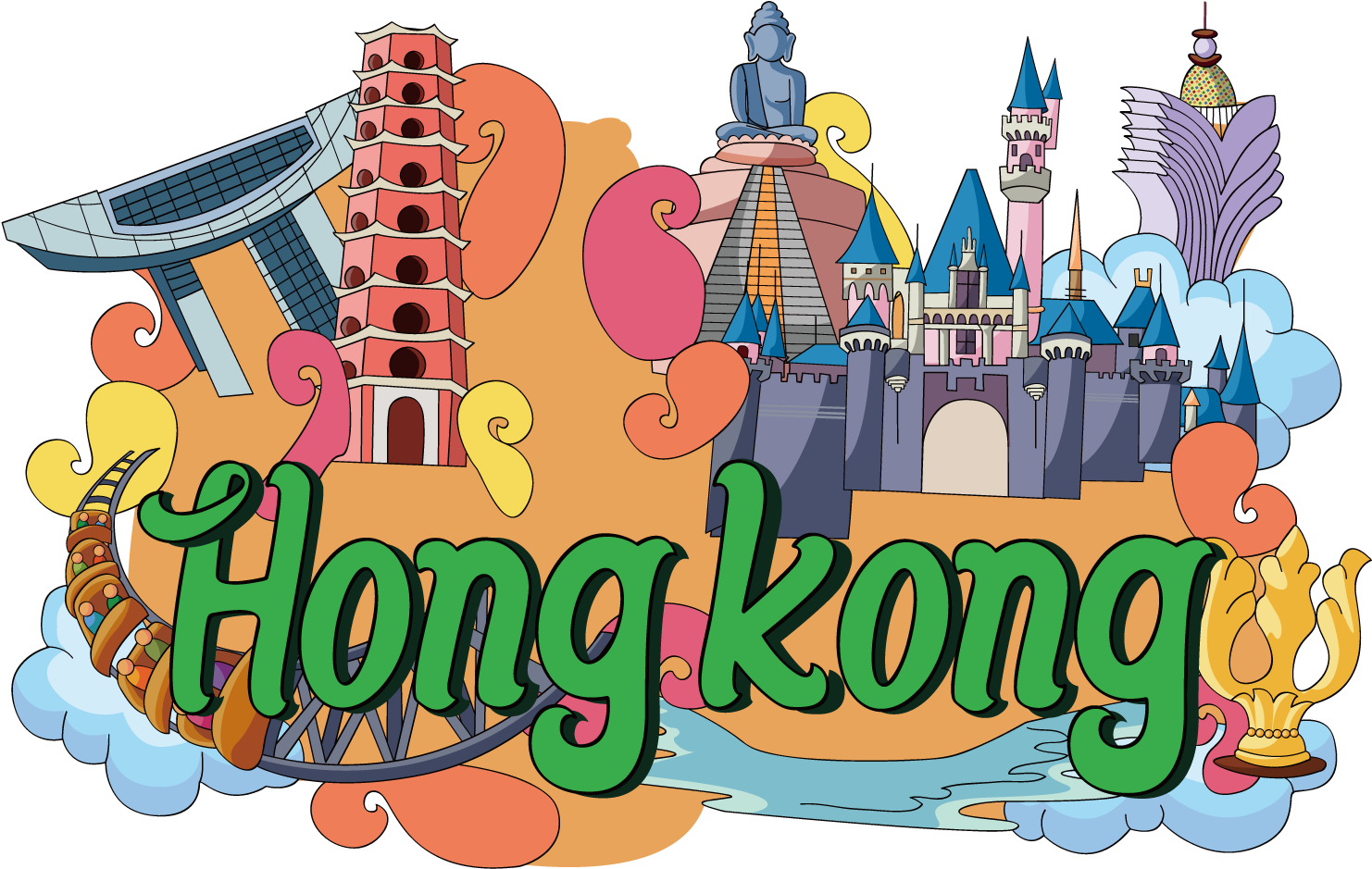 Hong Kong Free And Easy - Hong Kong Cartoon Clipart (1500x1500)