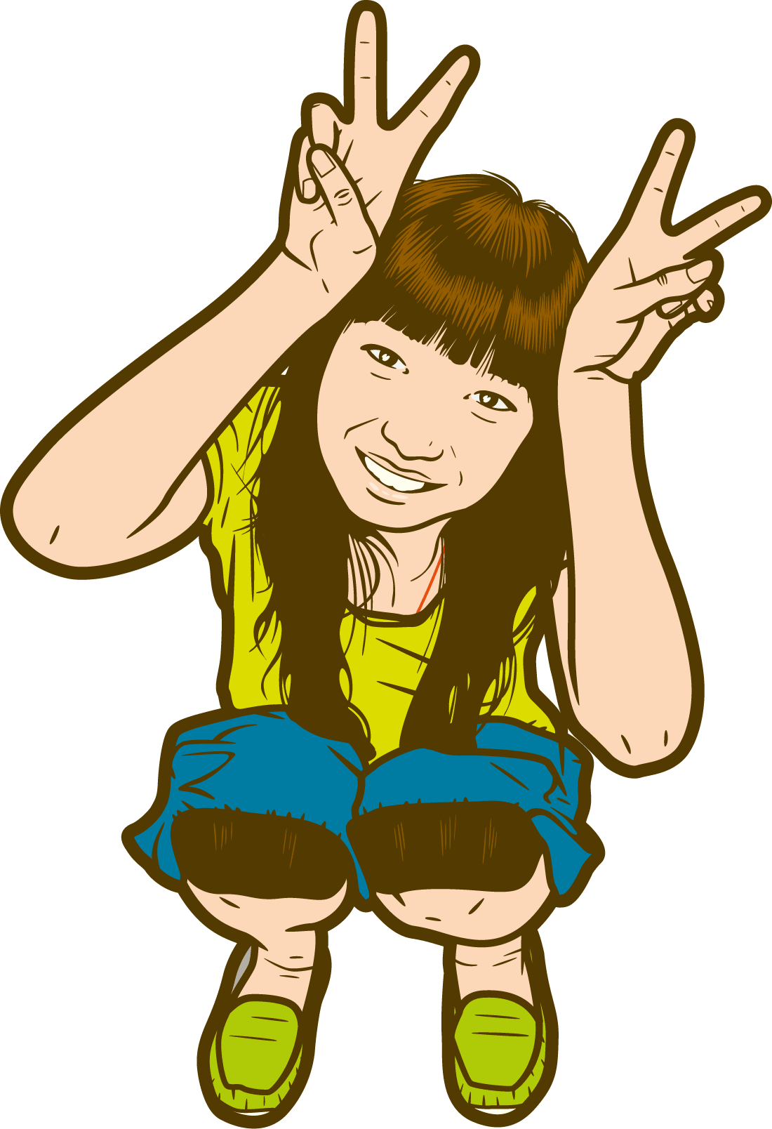 Asian Girl Drawing - Cartoon (1100x1608)