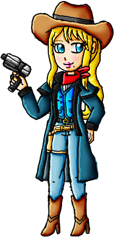 Halloween Collab-western Samus By Ninpeachlover - Drawing (400x550)