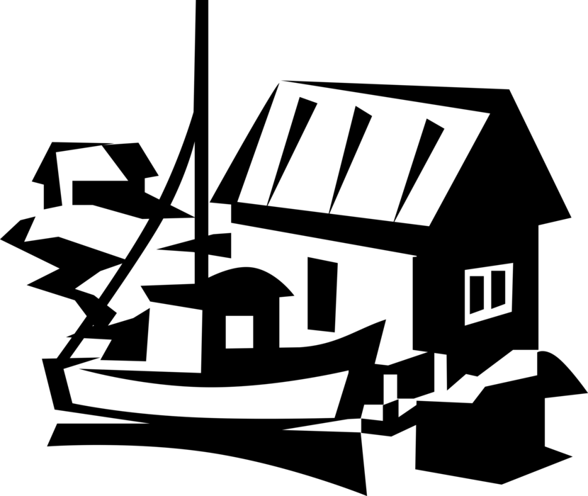 Vector Illustration Of Commercial Fishing Trawler Boat - Minges Egzotika (830x700)