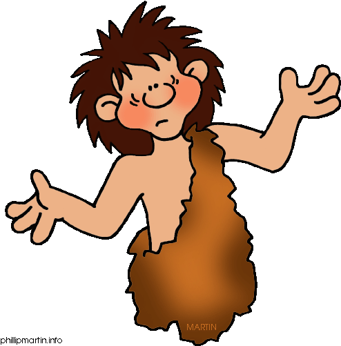 Truly Free Clip Art - Black And White Clipart Of Early Humans (522x528)