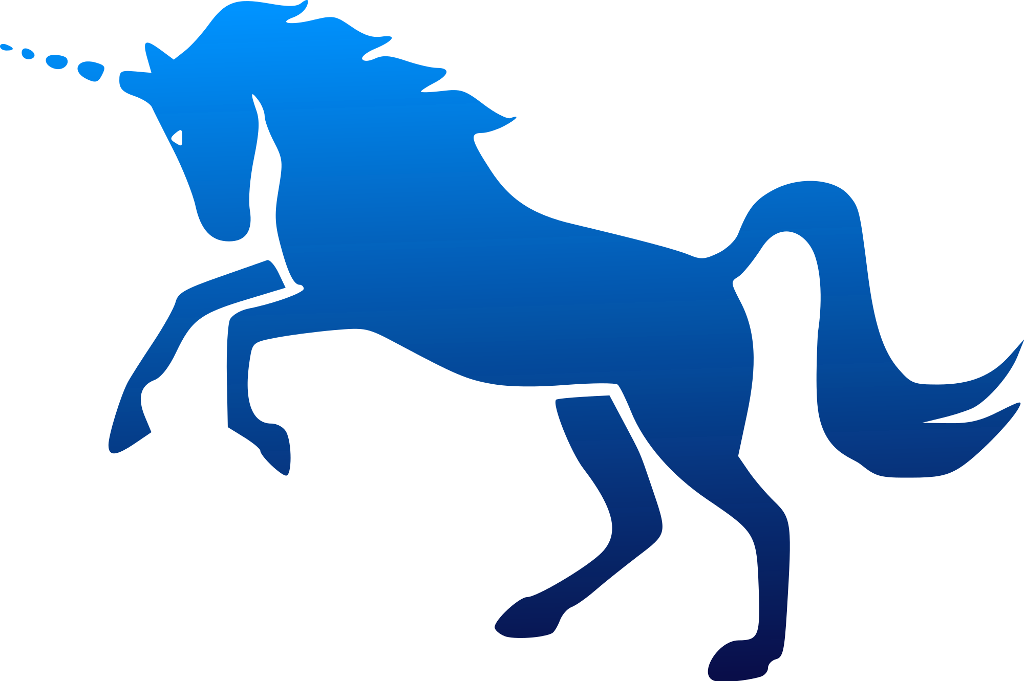 Unicorn Clipart Blue Unicorn - Blue Unicorn Clip Art (2000x1331)