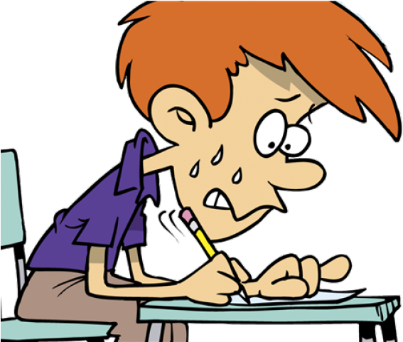 Feelings Clipart Nervous - Student Taking A Test Cartoon (640x480)